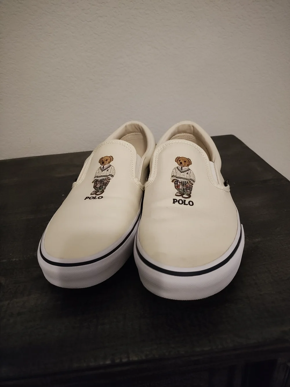 Polo by Ralph Lauren Kids Cream Slip-On Sneakers with Bear Embroidery